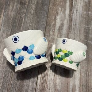ANTHROPOLOGIE Nesting “Fish Food” Measuring Cups Set of 2 - damaged